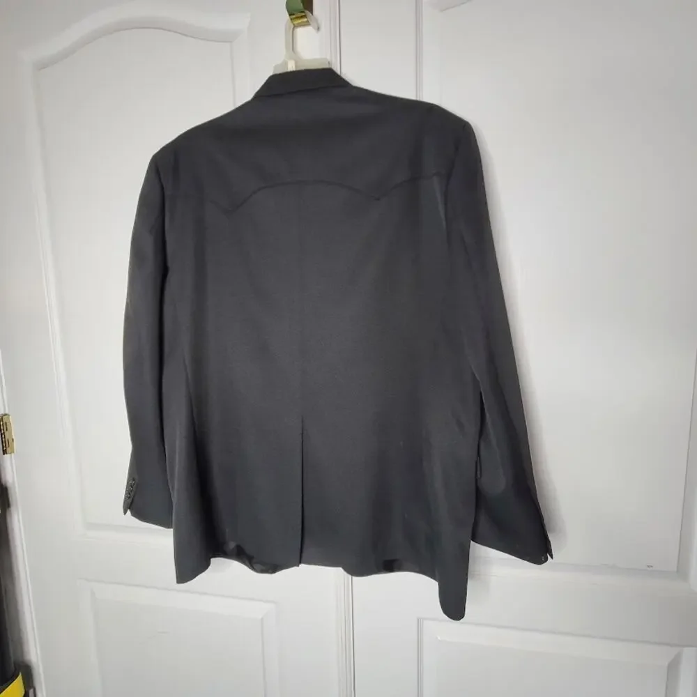 Circle S Black Western Cowboy Blazer Sport Coat with Pointed Yoke Details 52L